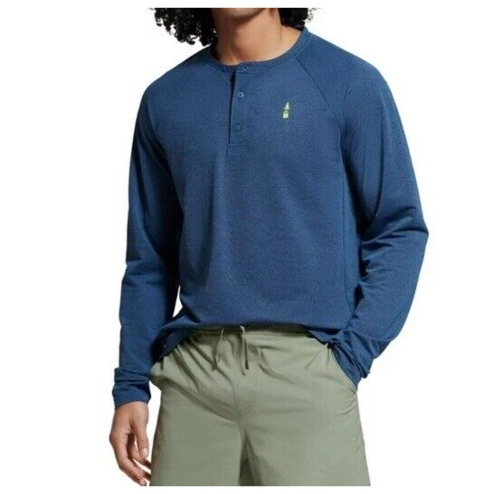 Bass Outdoor Long-Sleeve Henley Base Layer Shirt B-Cool Mens Medium Ensign Blue